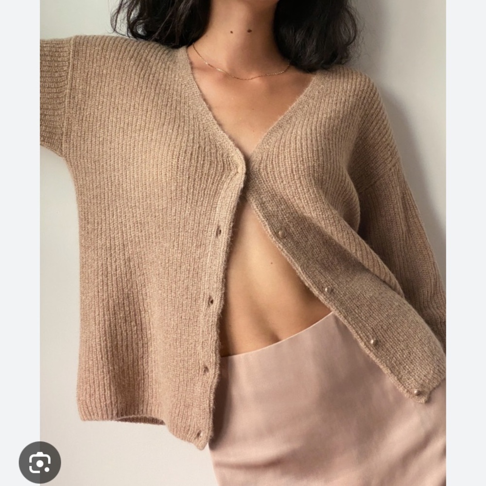 🍁 Aritzia Wilfred Front To Back red brown orange mohair alpaca cardigan sweater - Picture 8 of 8